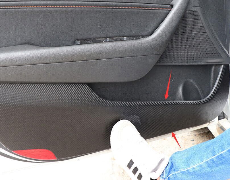 ya 4 8.8 for Hyundai Sonata 2015-19 Carbon Fiber Polyurethane Synthetic Leather Door Kick Pad Panel Trim 