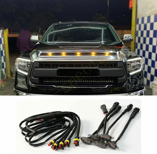 ya 4 8.10 Fit for Toyota Tundra 2008-2020 Front Grille LED Light Raptor Style Grill Smoky