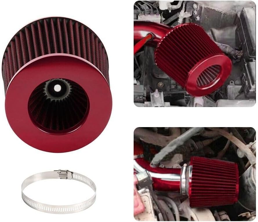 ya 13 9.15 baidi Red 3 76mm High Flow Inlet Cold Air Intake Cone Replacement Dry Air Filter
