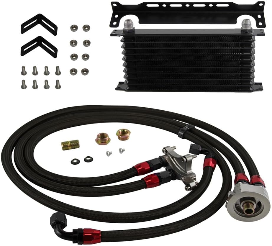 ya 12 10.8 baidi 10 Row Trust Oil Cooler Kit for Nissan Silvia S13 S14 S15 180SX 200SX SR20DET BK
