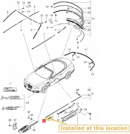 ya 7 8.24 baidi for for Bentley GT Left Front Fender Molding OE 3W8853517Q