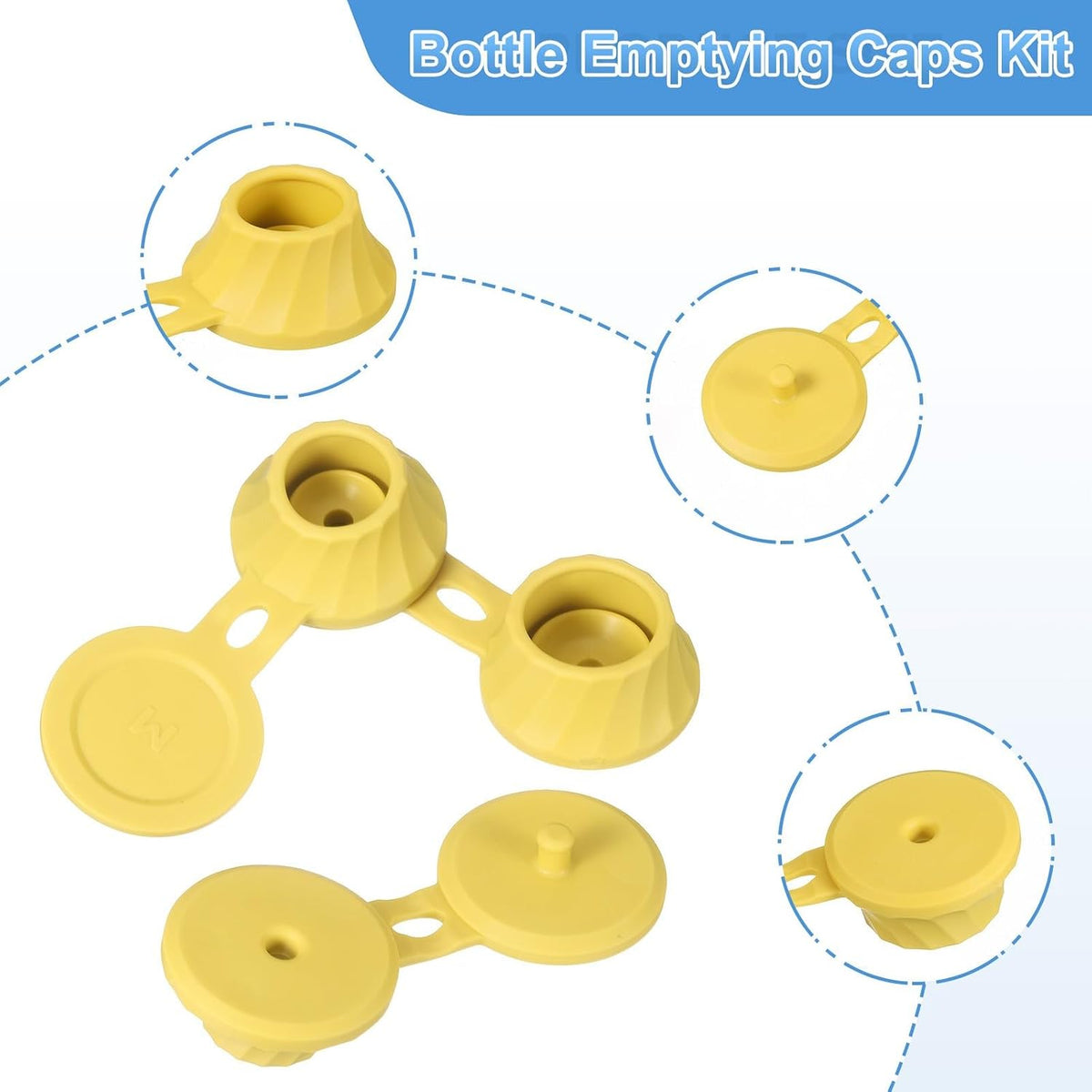 ya 14 9.20 baidi 3 Pcs Bottle Emptying Caps 3 Sizes Shampoo ide Down Bottle Caps, Yellow-1
