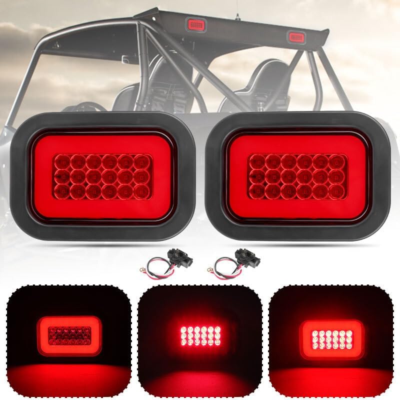 ya 4 8.10 2x 42-LED Red Rectangular Tail Lights With Pigtails Universal 12V Trailer Truck