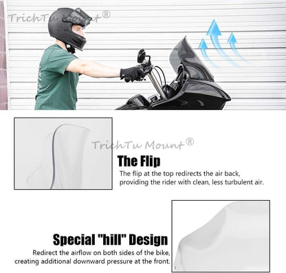 ya 23 10.7 baidi Clear 13 Wave Windshield Windscreen Fit for Harley Road Glide 3 FLTRT 2015-2025