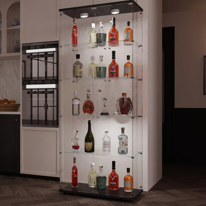 ya 28 10.13 baidi Tempered Glass Display/Storage Cabinet - w/Paipai Lights,Adjustable Feet Bl
