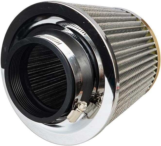 ya 23 10.7 baidi 1-Pack 3-Inch 76mm Imported Cold Air Intake Cone Replacement Quality Dry Air Filter Silver -