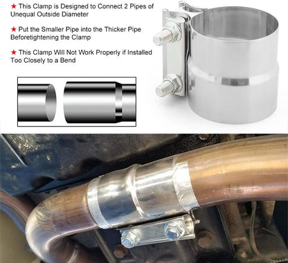 ya 4 8.24 baidi 2x 2.75 Coil Reduced Band Clamp Muffler Sleeve Connectors Stainless Steel