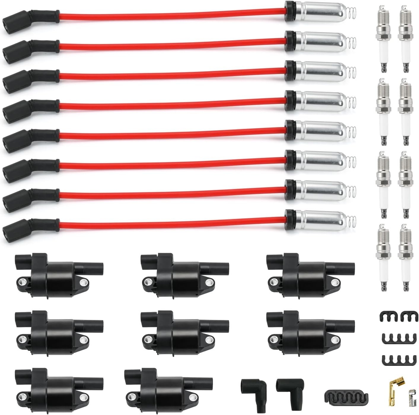 ya 5 8.24 baidi 8x Ignition Coil+Iridium Spark Plug+Wireset For 05-15 for Chevy for Silverado for GMC for Sierra
