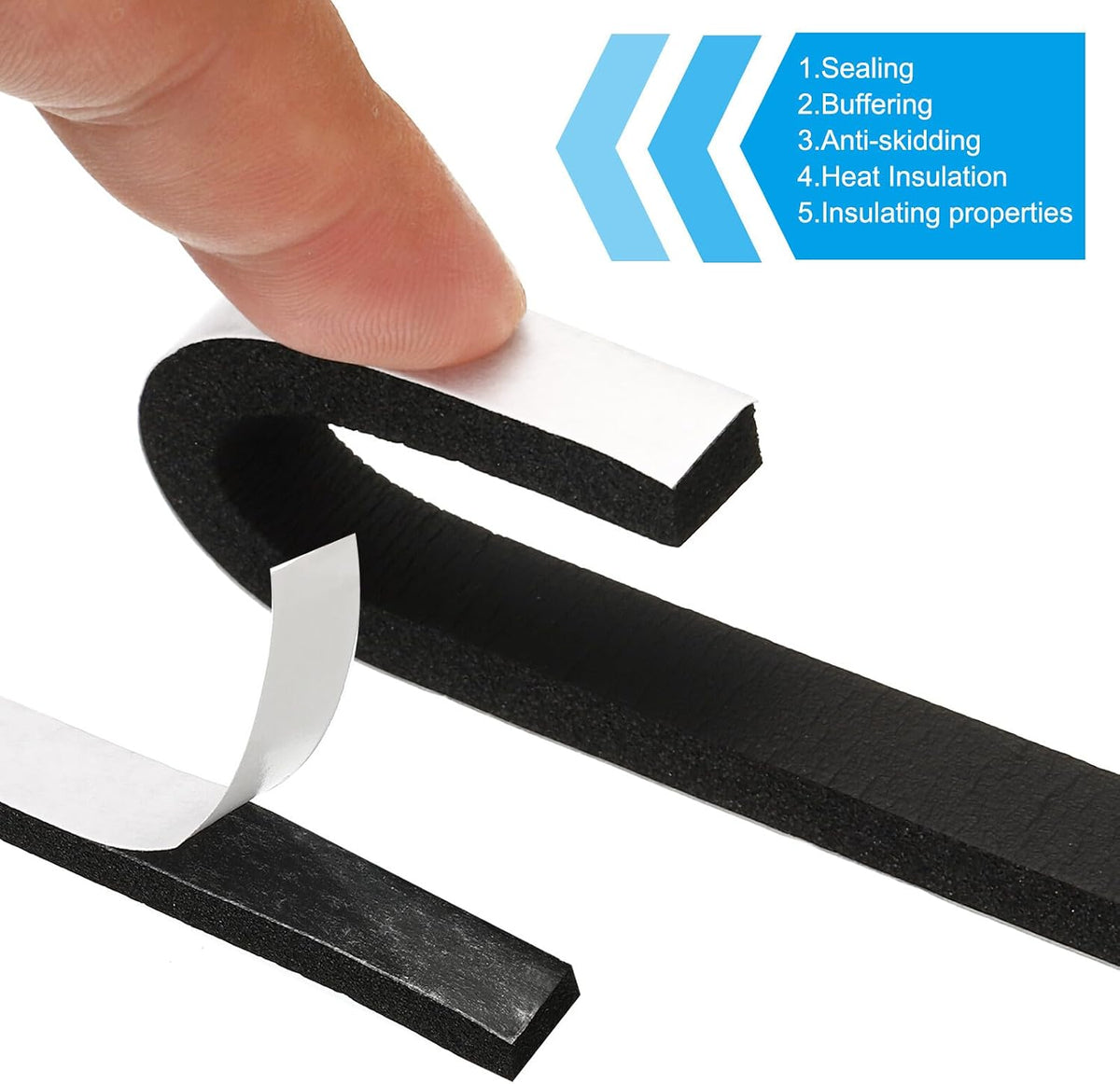 ya 26 10.21 baidi Weather Stripping for Doors, 2 Rolls 10mmx5mm Foam Seal Tape Adhesive Insulation