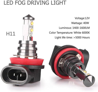 ya 4 8.8 H11 H8 H9 Power 40W 6000K Car DRL Fog Daytime Driving LED Headlight Bulb 