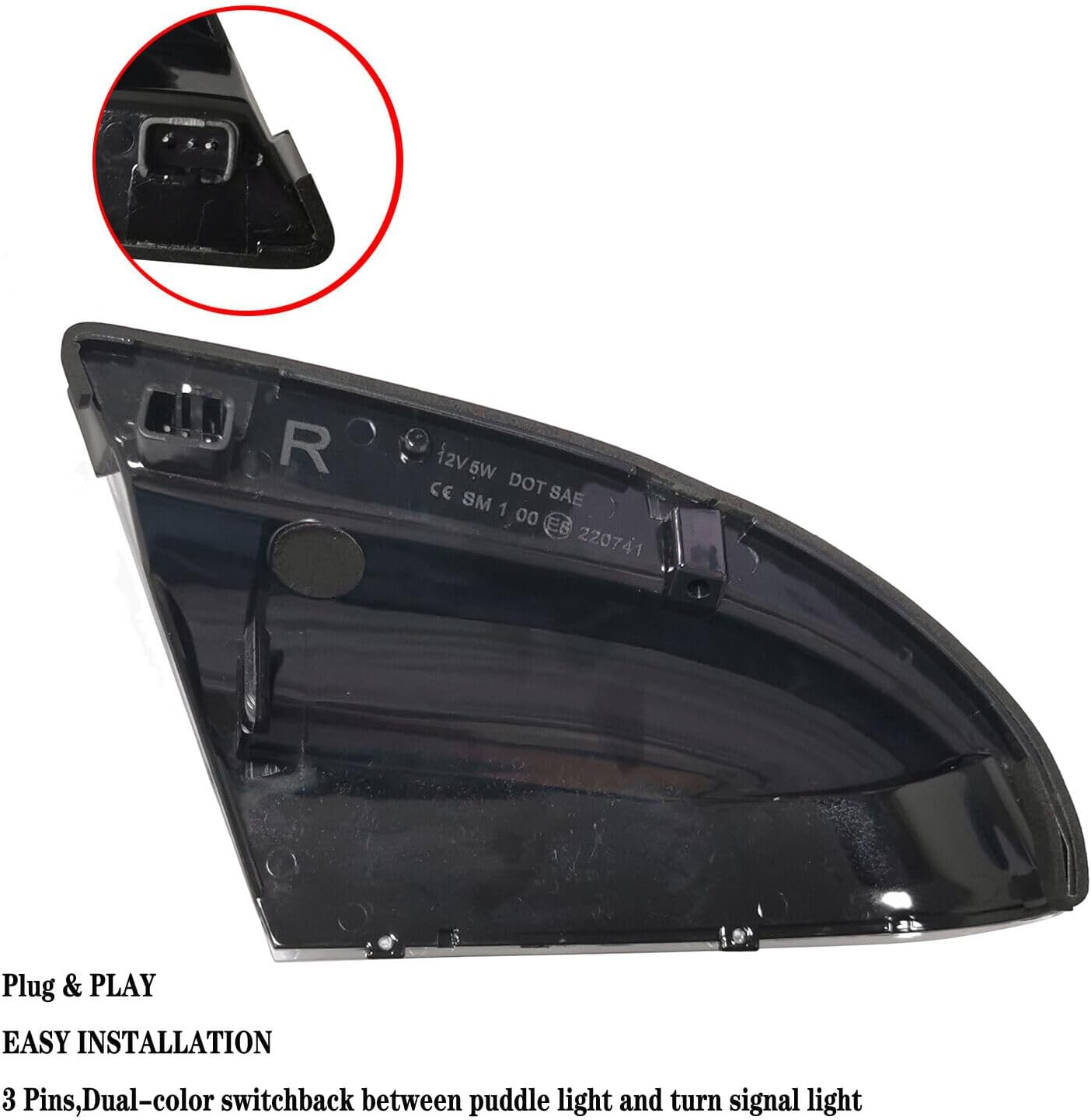 ya 4 8.14 Passenger Mirror Turn Signal Puddle Lights for 09-14 for Dodge for Ram 1500 2500