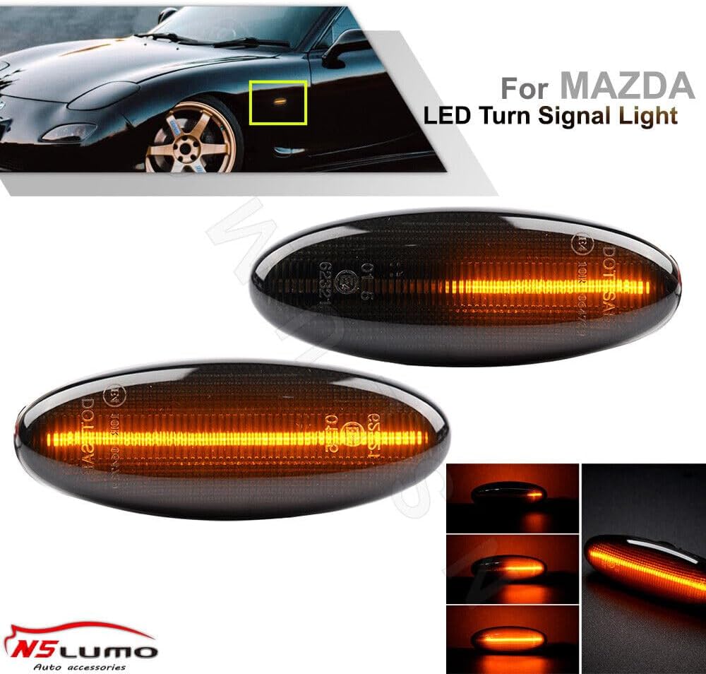 ya 7 8.24 baidi 2 LED Smoked Dynamic Turn Signal Lights for Mazda RX7 FD PREMACY CP 323 BA/J 626