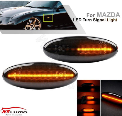 ya 7 8.24 baidi 2 LED Smoked Dynamic Turn Signal Lights for Mazda RX7 FD PREMACY CP 323 BA/J 626