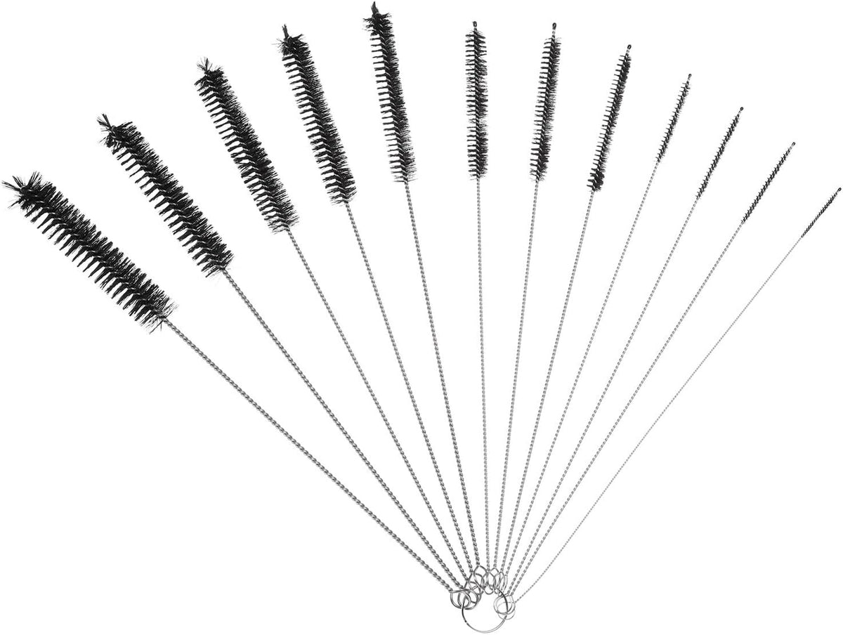 ya 26 10.21 baidi Long Straw Brush 12 Inch, 1 Set/12 Pcs Nylon Pipe Tube Cleaner, Black
