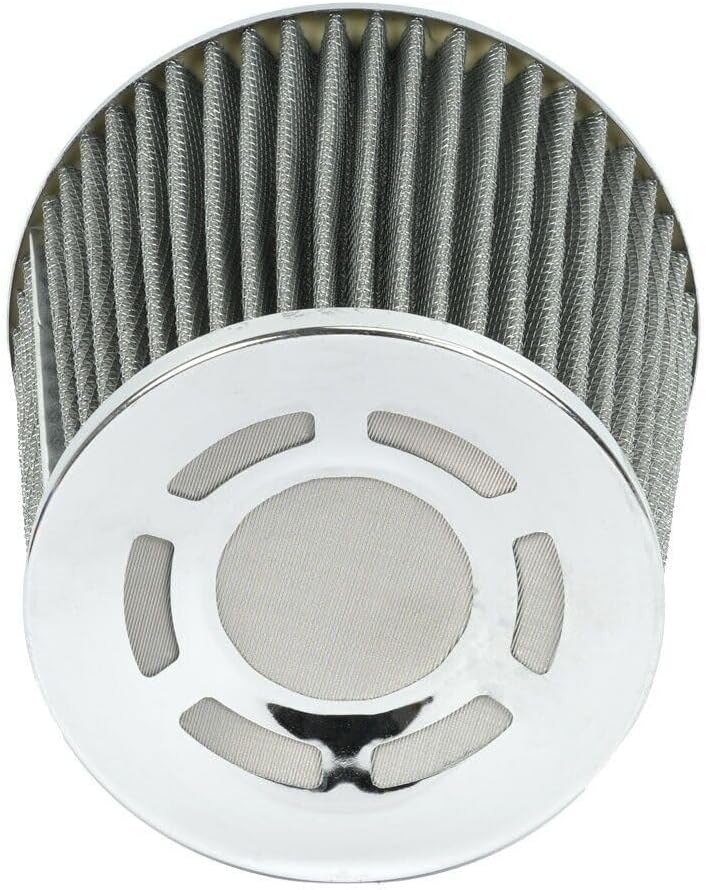 ya 13 9.15 baidi 3 76mm High Flow Inlet Cold Air Intake Cone Replacement Dry Air Filter Silver