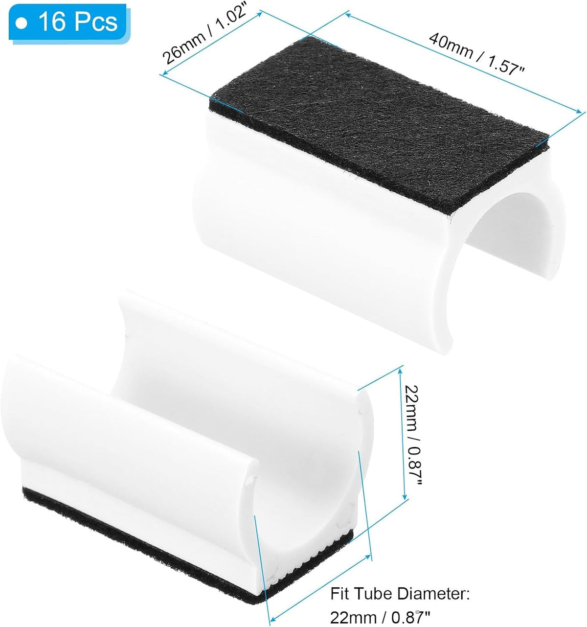 ya 26 10.21 baidi 16pcs U Chair Leg Caps, 22mm U Shaped Chair Leg Floor Protector Tangle, White