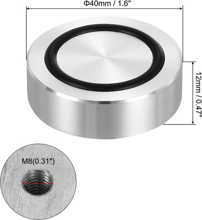 ya 26 10.21 baidi M8 40mm / 1.6 Dia 12mm Aluminum Disc Glass Top Adapter with Rubber Ring 4pcs