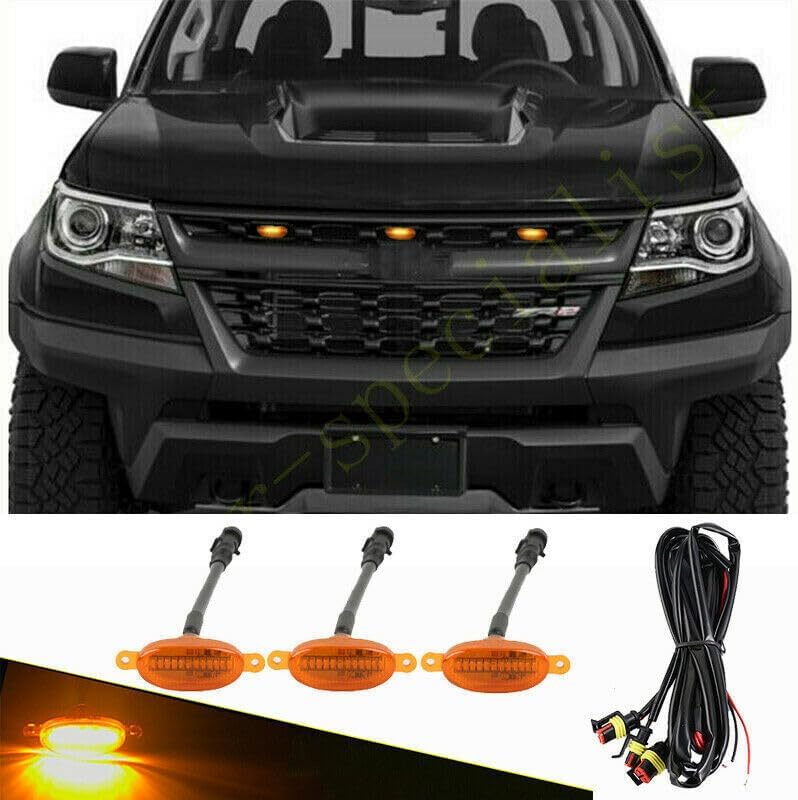 ya 4 8.10 3P for Chevrolet Colorado 2017-21 Front Grille Raptor Style LED Light Trim Grill