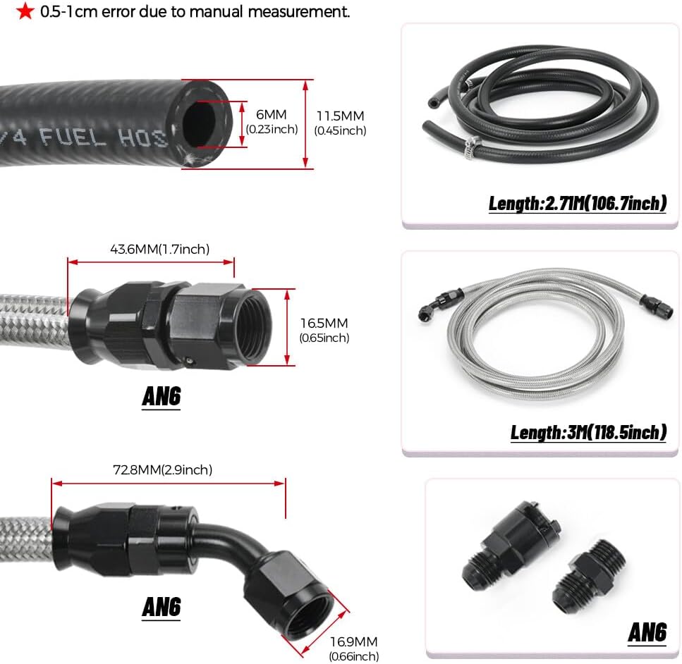ya 10 9.16 baidi For 96-00 for Civic 4dr Sedan Black Stainless Steel Fuel Feed Line & Rubber Return