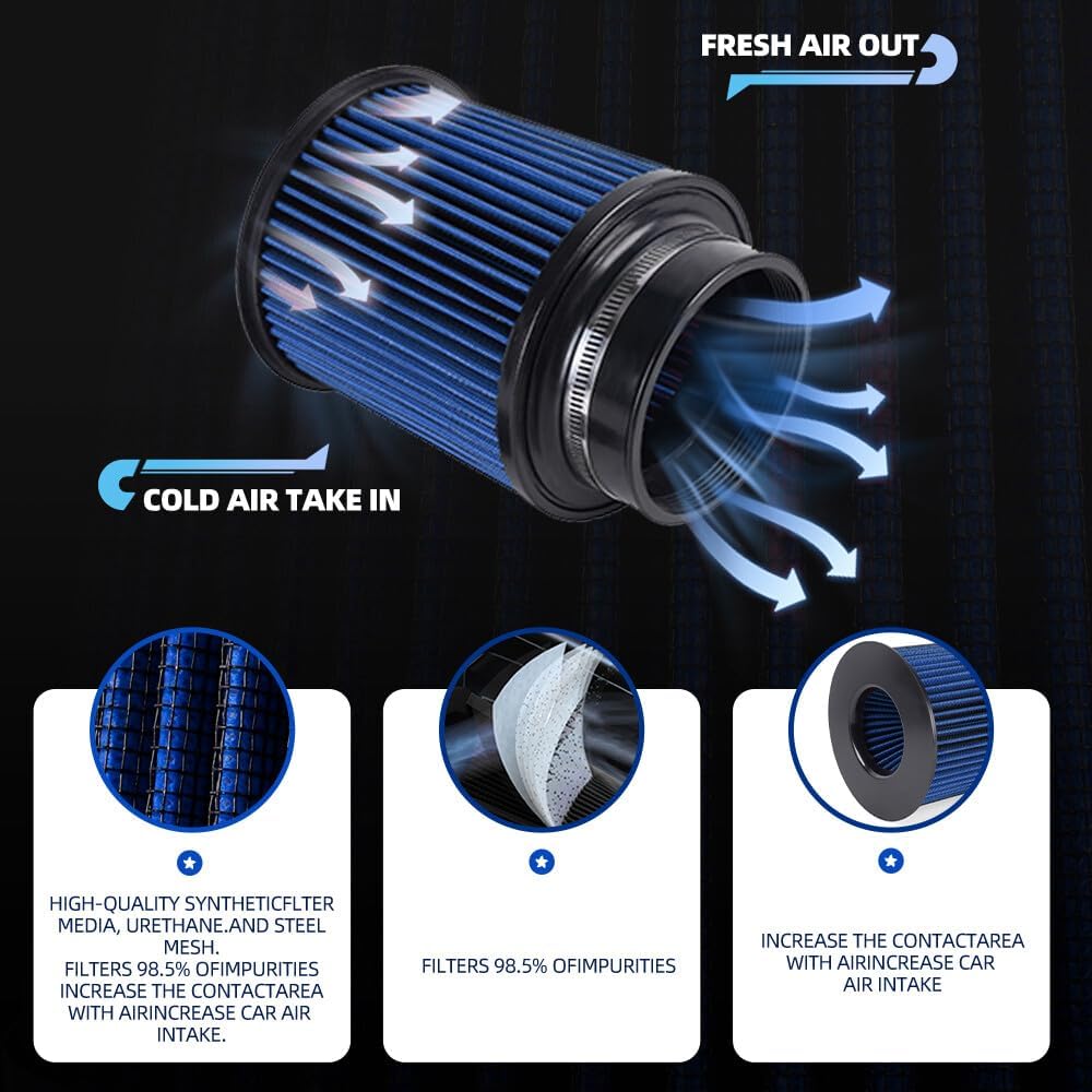 ya 13 9.15 baidi Blue 4 102mm High Flow Inlet Round Dry Air Filter Cold Air Intake Replacement