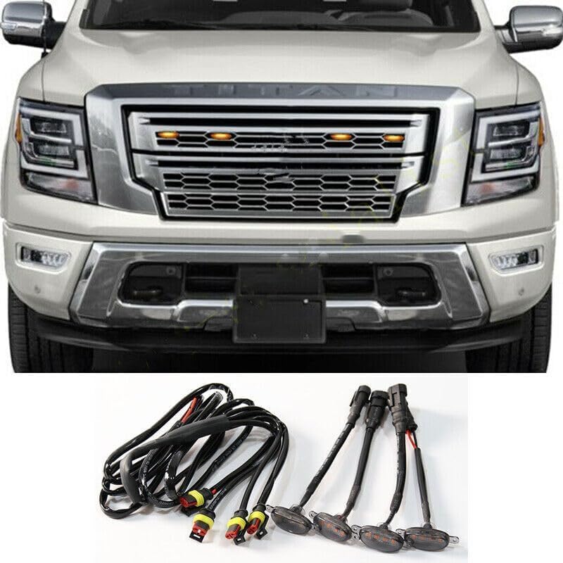 ya 14 9.20 zhengce 4Pcs for Nissan Titan 2014-2021 Grille LED Amber Light Raptor Style Grill-1