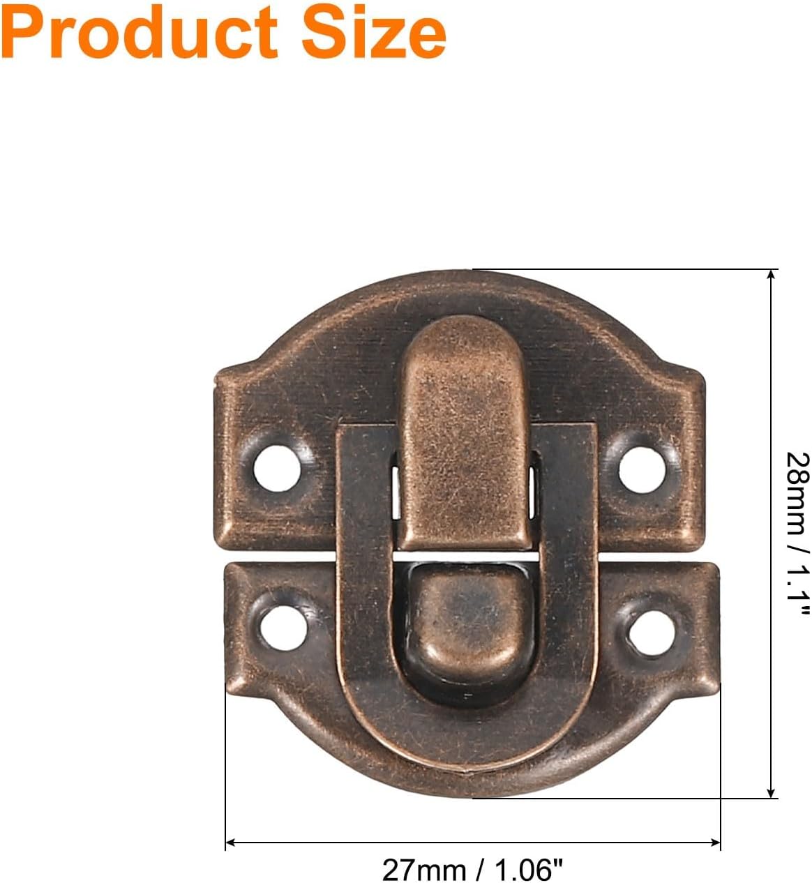 ya 26 10.21 baidi 2Set Retro Toggle Hasp Latch, Billed Iron Latch (27x28mm, Red Bronze)
