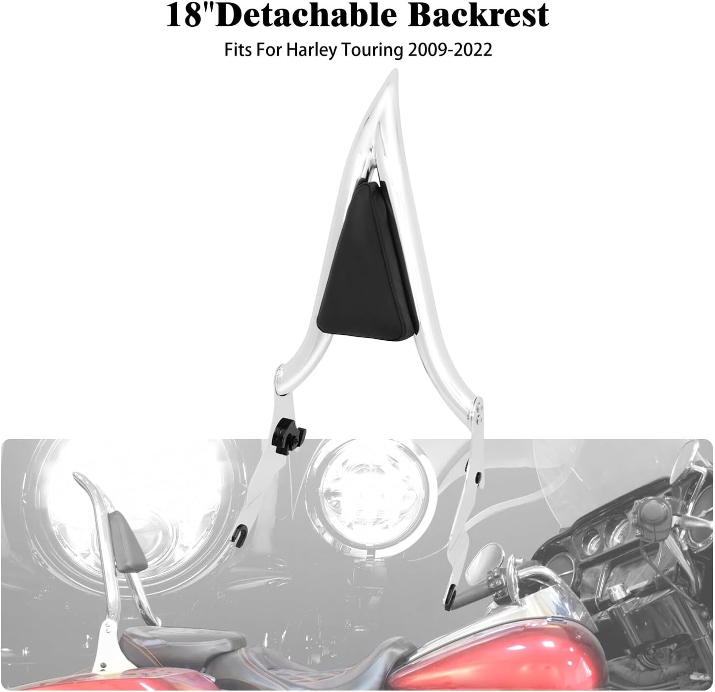 ya 6 8.24 baidi Chrome Detachable Passenger Backrest Sissy Bar for Harley Road Electra Glide 09+
