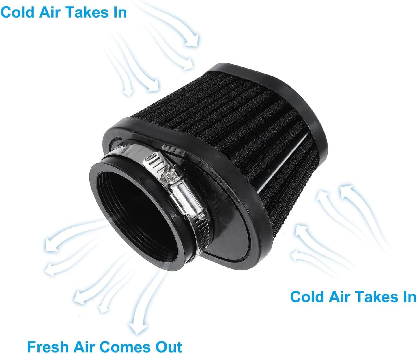 ya 5 8.10 51mm Air Filter Mushroom Head Oval Motorcycle Clamp on Air Engine Filter Black