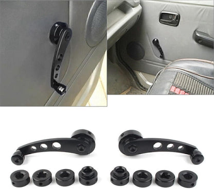 ya 4 8.14 2x CNC Aluminum Alloy Car Window Handle Winder Riser Winder Crank Riser Black