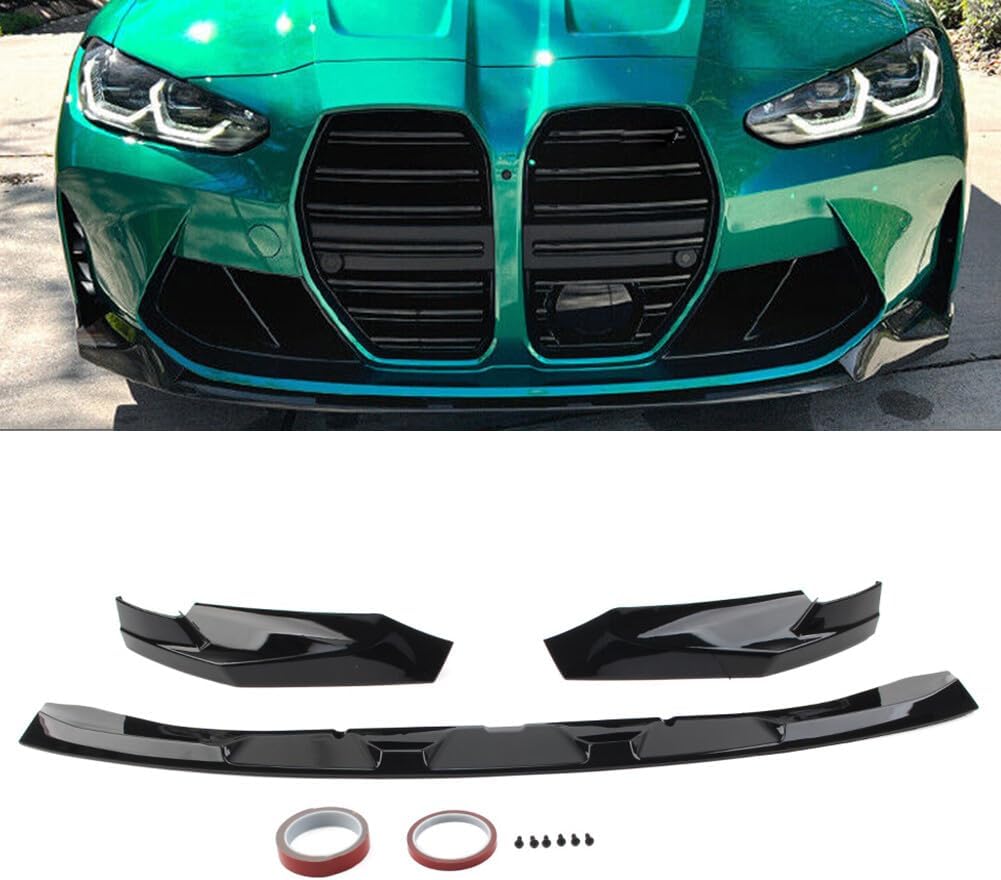 ya 2 8.15 Front Bumper Lip Spoiler for BMW G80 M3 G82 G83 M4 2021-2023 Gloss Black cl
