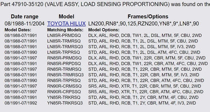 ya 10 9.16 baidi M/T Load Sensing Proportional Valve Assembly for Toyota Hilux for 4Runner for Land Cruiser