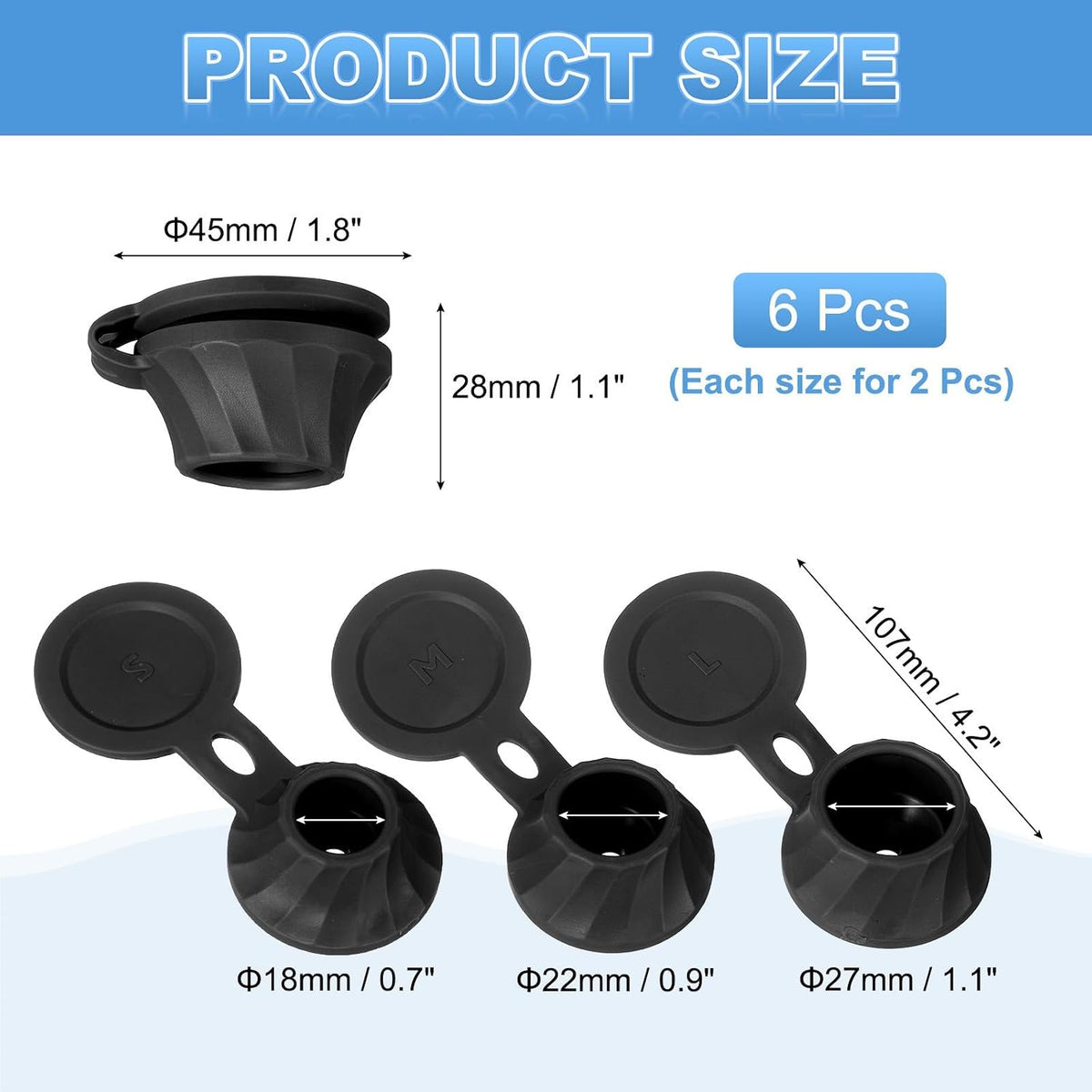 ya 14 9.20 baidi 6 Pcs Bottle Emptying Caps 3 Sizes Shampoo ide Down Bottle Caps, Black-1