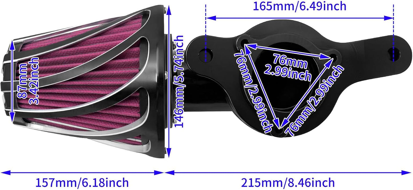 ya 5 8.10 Spiral Air Cleaner Filter Red Intake for Harley Touring Street Road Glide 17-25