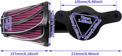 ya 8 8.24 baidi Spiral Air Cleaner Filter Red Intake for Harley Touring Street Road Glide 17-25