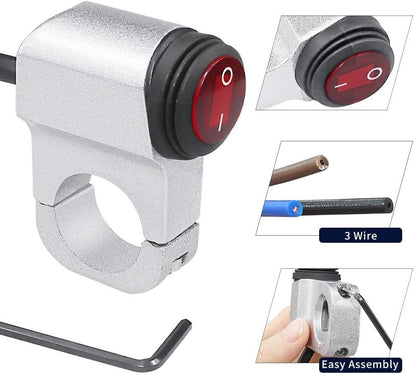 ya 4 8.14 7/8 ATV Handlebar Light Switch 12V Waterproof Handlebar Headlight On-Off Switch