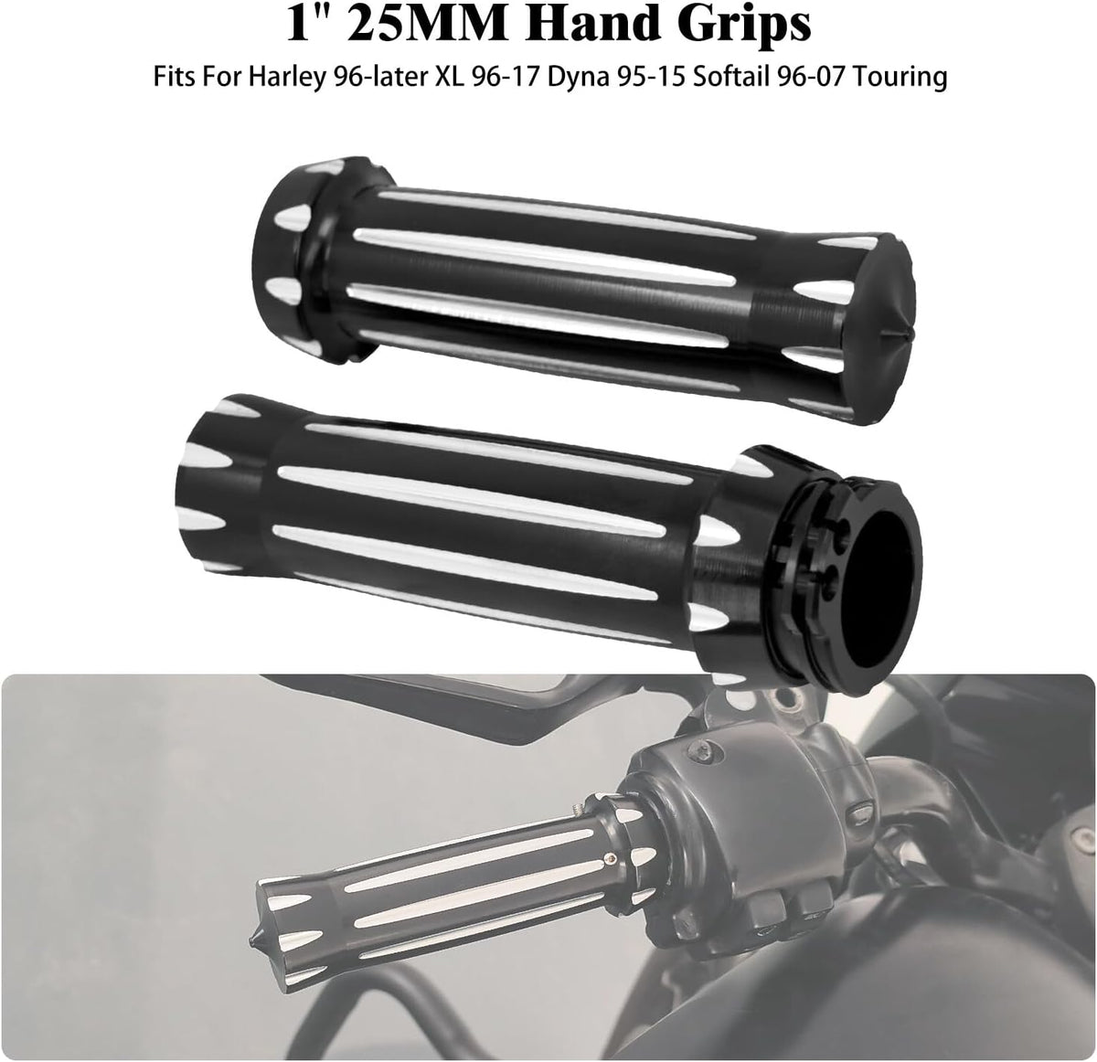 ya 11 9.14 baidiBlack CNC 1 25mm Handlebar Hand Grips for Harley Touring Dyna Softail Sportster