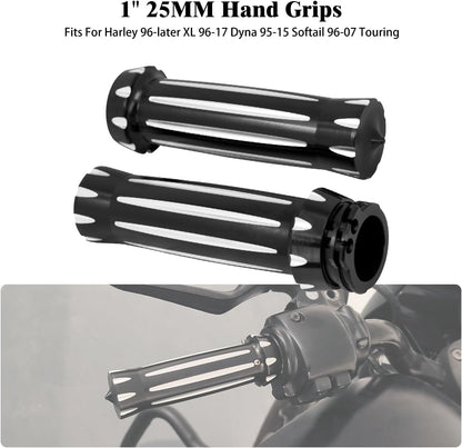 ya 11 9.14 baidiBlack CNC 1 25mm Handlebar Hand Grips for Harley Touring Dyna Softail Sportster