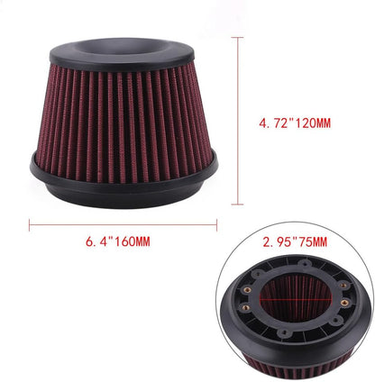 ya 13 9.15 baidi 3 75mm Car Power Intake Air Filter Dual Funnel Adapter Air Cleaner With Logo