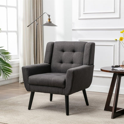 ya 28 10.13 baidi Soft Linen Ergonomics Modern Accent - Black Legs for Living Room,Gray