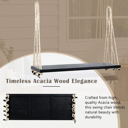 ya 28 10.13 baidi For Garden Black Patio Wooden Swing - W/Cushion&Pillows, 10.8Ft Hemp Ropes