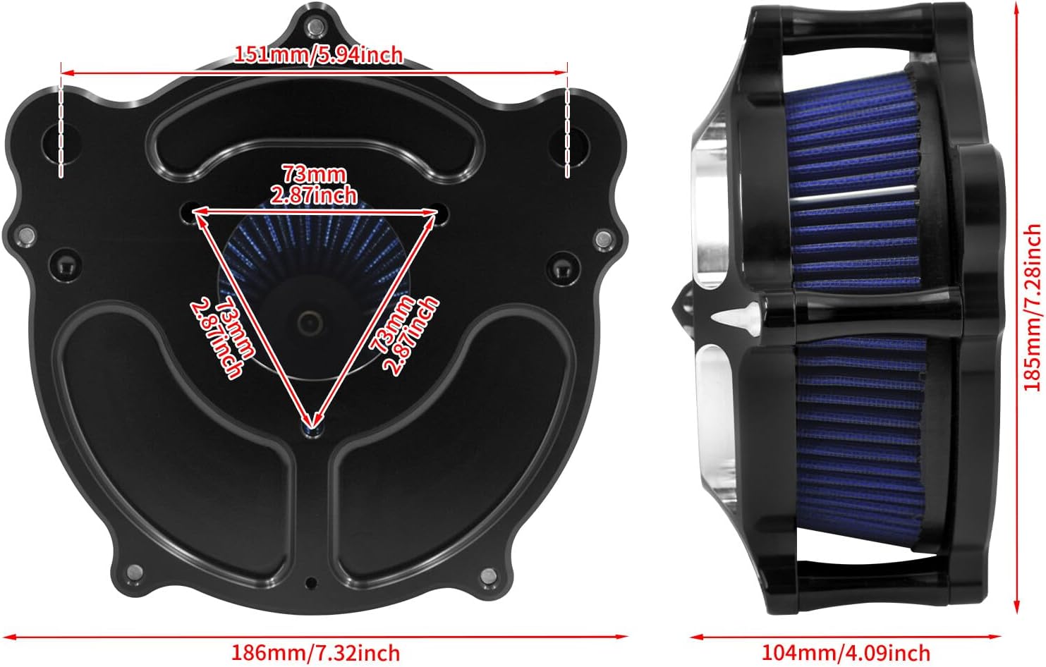 ya 8 8.24 baidi Spike Air Cleaner Filter Blue Intake for Harley Touring Road Electra Glide 08-16
