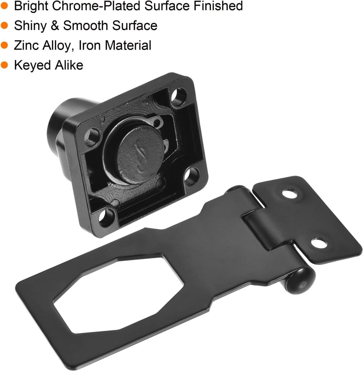 ya 26 10.21 baidi 2.5 Inch Keyed Alike Hasp Lock Zinc Alloy Twist Knob Locking, Black