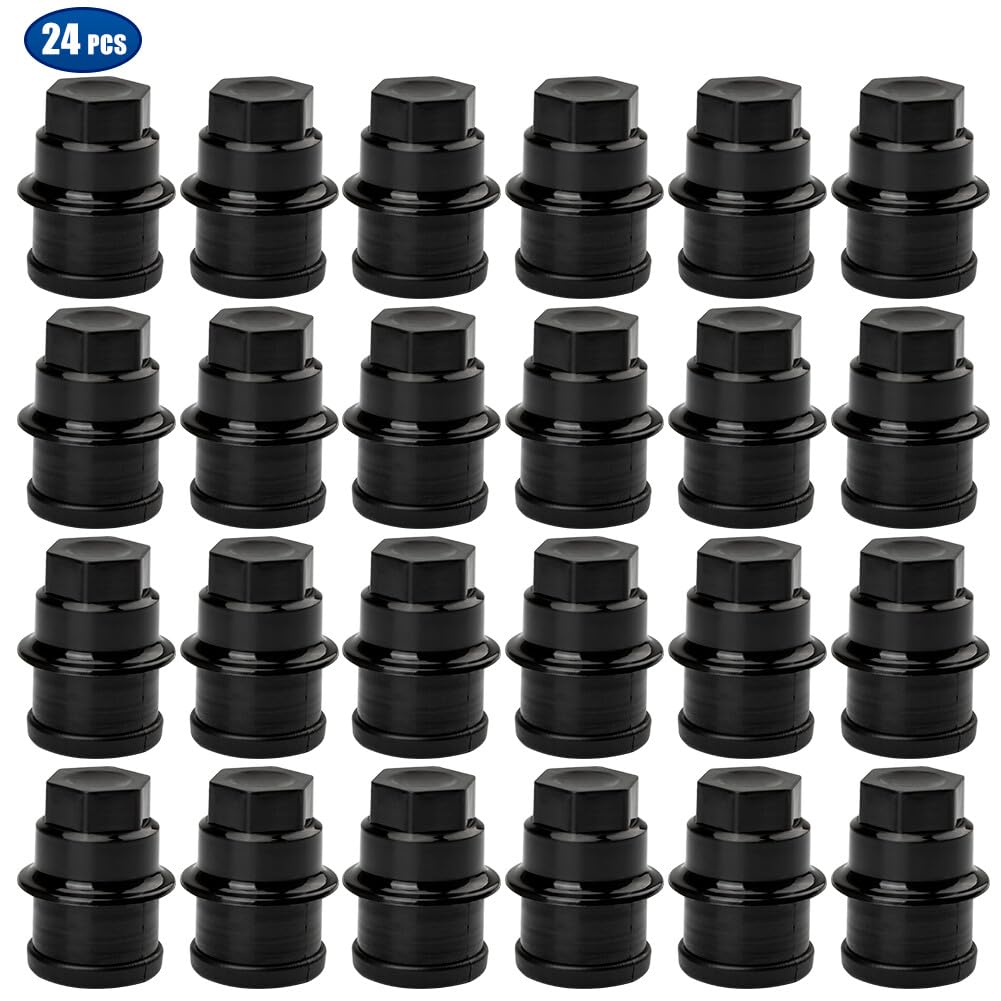 ya 10 9.16 baidi 24PCS New Wheel Lug Nut Cap Black Plastic Fits for Chevrolet for GMC for Cadillac Truck
