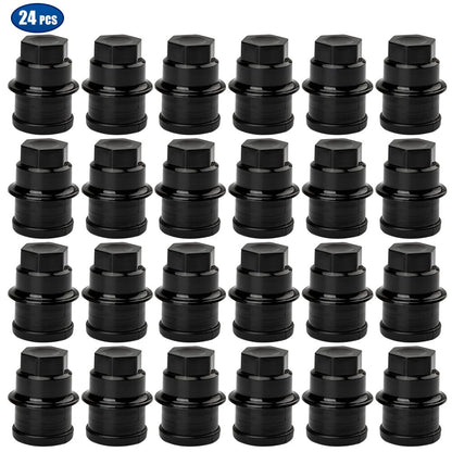 ya 10 9.16 baidi 24PCS New Wheel Lug Nut Cap Black Plastic Fits for Chevrolet for GMC for Cadillac Truck