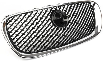 ya 2 8.15 1X Car Front Bumper Grille Grill Fit for Jaguar XF 2008-2011 2009 Chrome Black Mesh