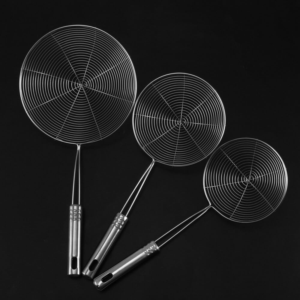 ya 14 9.20 baidi Mesh Skimmer Strainers Spiral Mesh Spoon for Noodles Spaetzle Pasta Chips-1