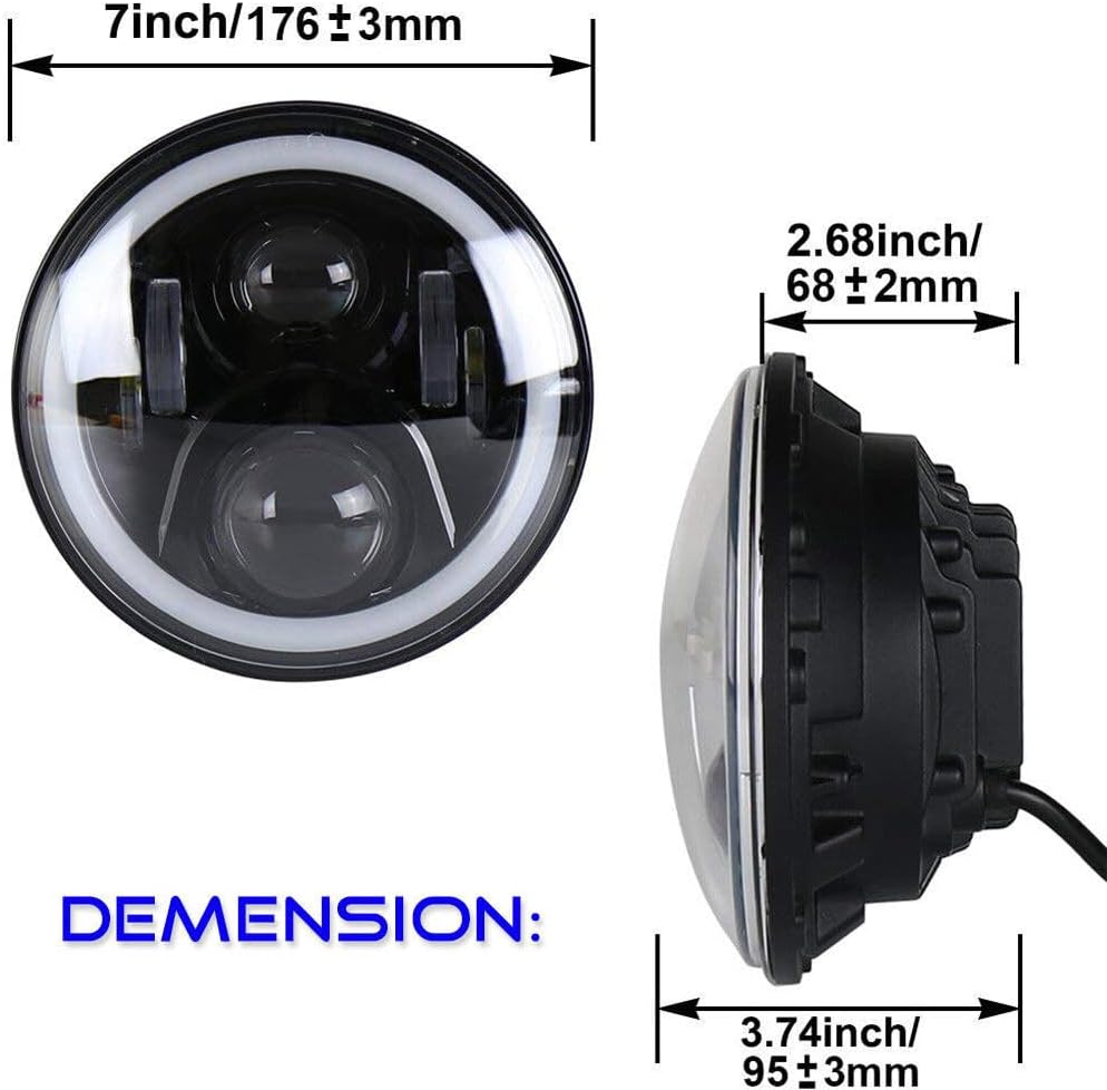 ya 7 8.24 baidi A pair of 7 inch round LED headlights RGB halo angel eyes DRL headlights for Hummer H1 H2