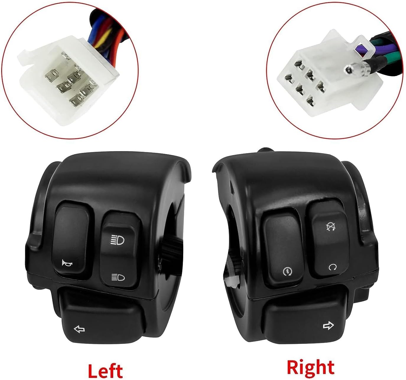 ya 4 8.14 1 Motorcycle Handlebar Control Switches w/Wiring Harness Kit for Harley Black