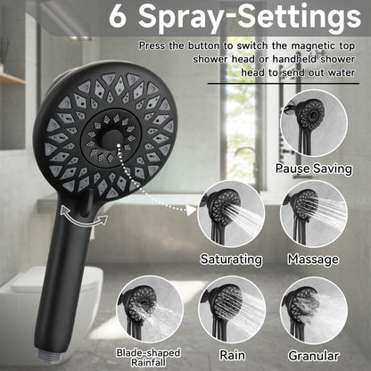 ya 28 10.13 baidi 60¡± Pressure Shower Matte 6 Mode Magnetic Shower Black