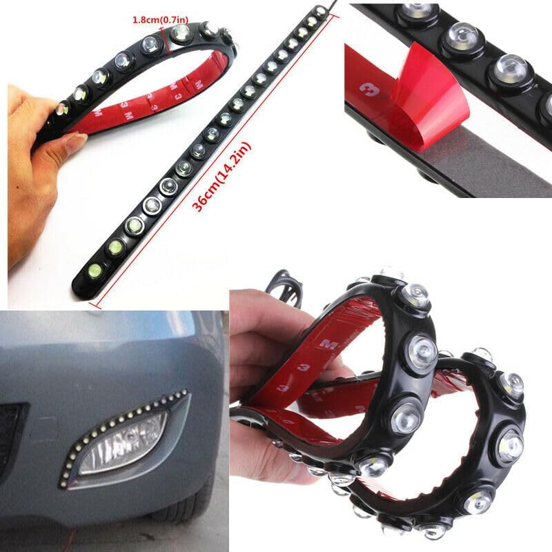 ya 3 8.24 baidi 2 Pack Car Driving Fog Lights White 18 LED Daytime Running Lights Automatic Waterproof 